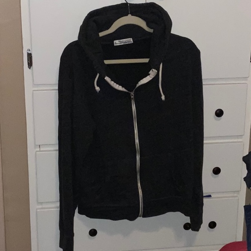 Threads 4 Thought charcoal zip up, hooded sweatshirt-M